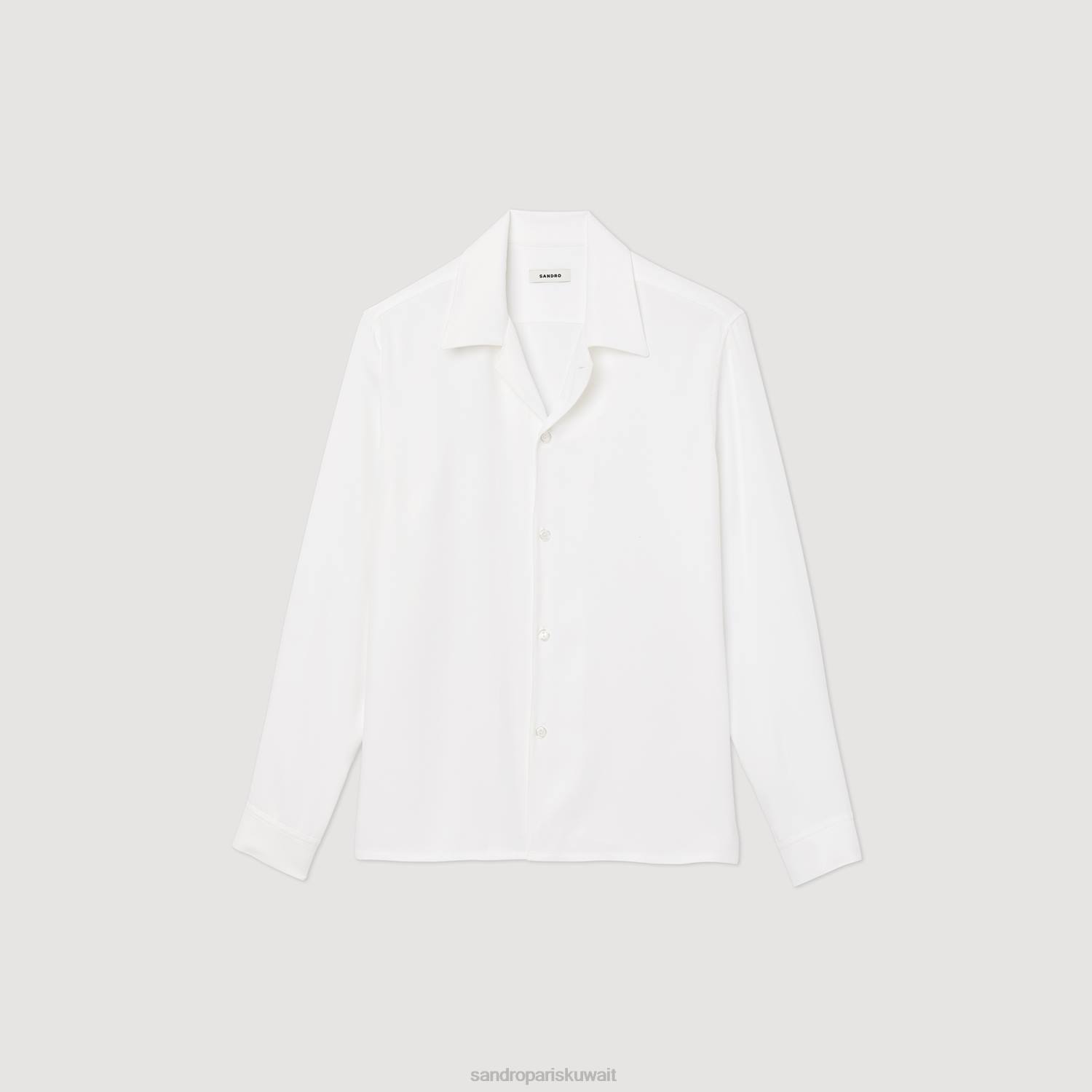 ثياب Sandro Paris قميص عائم مع طوق منتشر لون واحد رجال ZJ00744