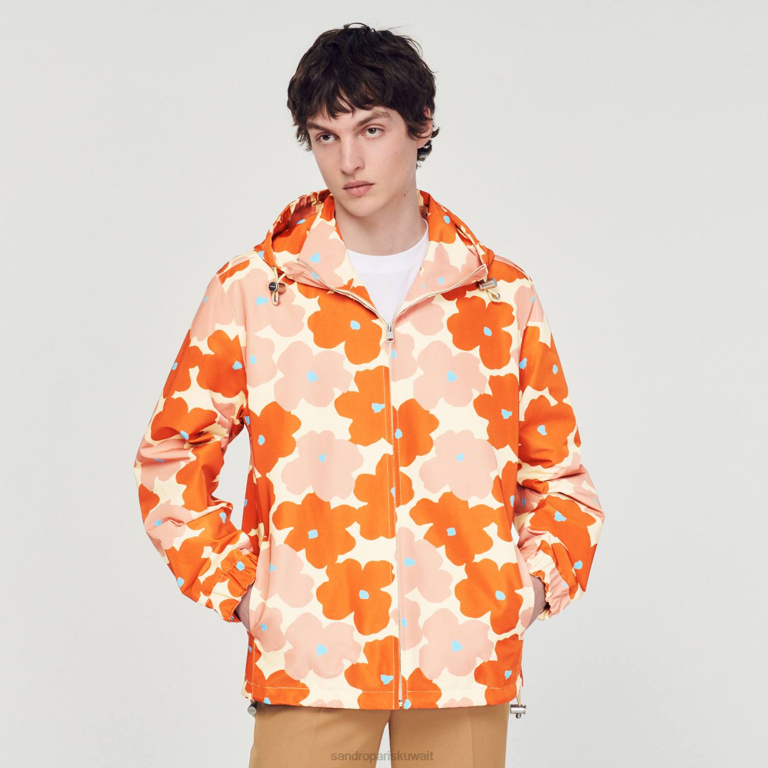 ثياب Sandro Paris سترة طباعة الأزهار البرتقالي رجال ZJ00747