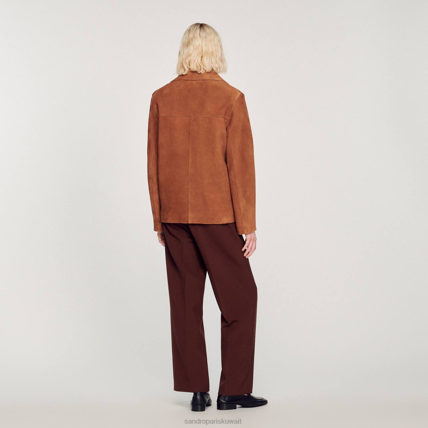 ثياب Sandro Paris سترة من جلد الغزال بني رجال ZJ00749