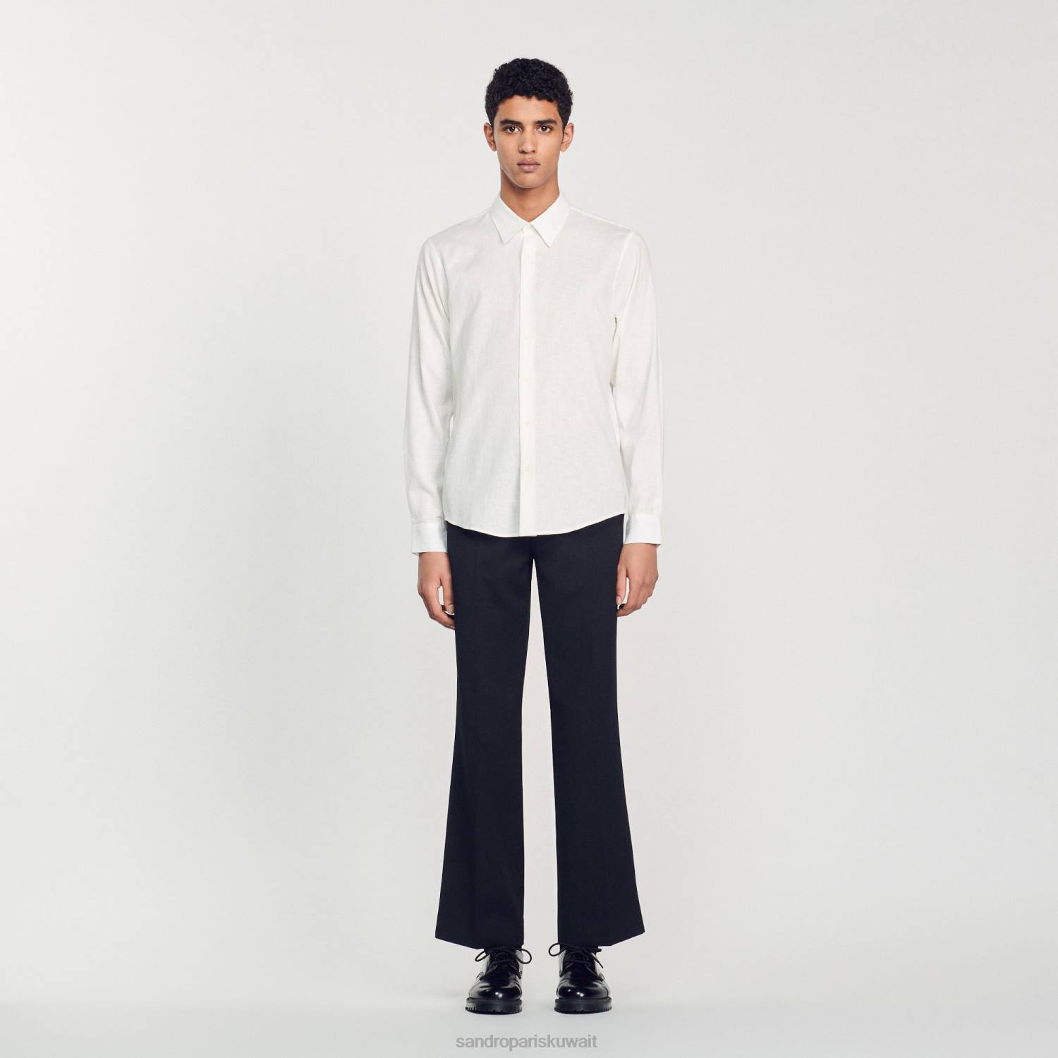 ثياب Sandro Paris قميص كلاسيكي أبيض رجال ZJ00756