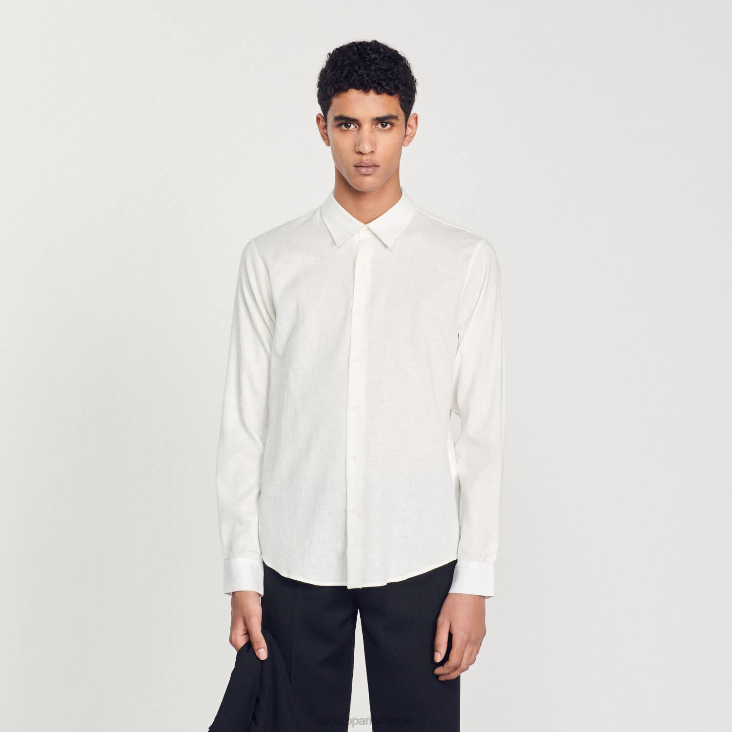 ثياب Sandro Paris قميص كلاسيكي أبيض رجال ZJ00756