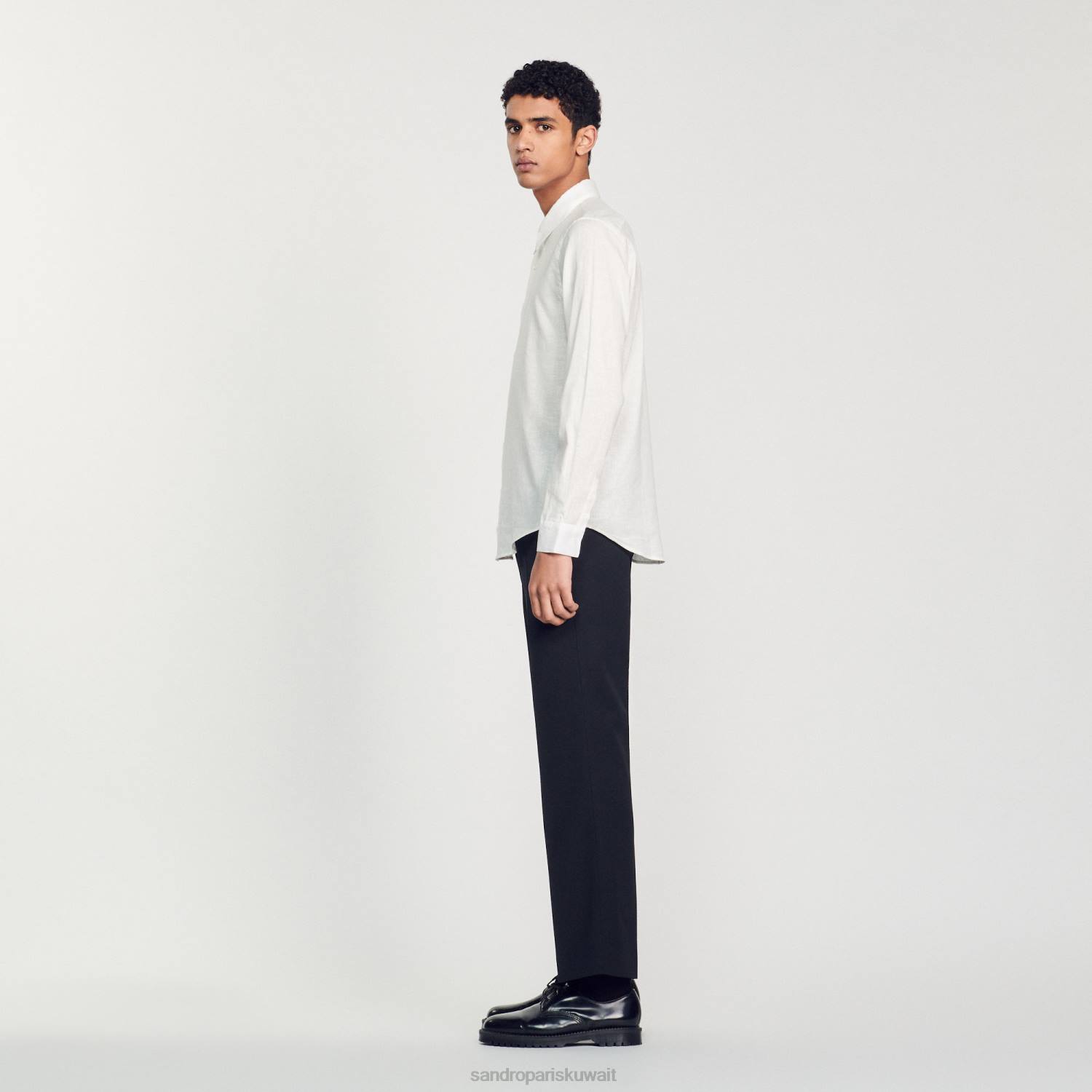 ثياب Sandro Paris قميص كلاسيكي أبيض رجال ZJ00756