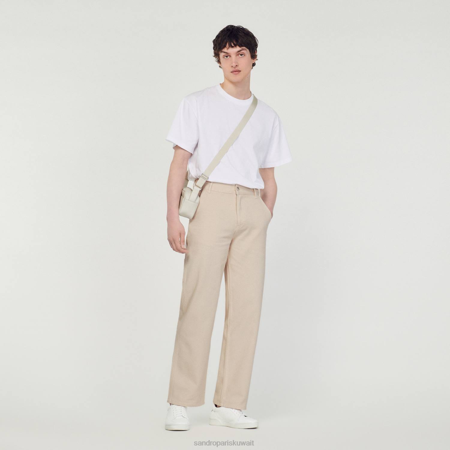 ثياب Sandro Paris سروال نجار بيج فاتح رجال ZJ00760
