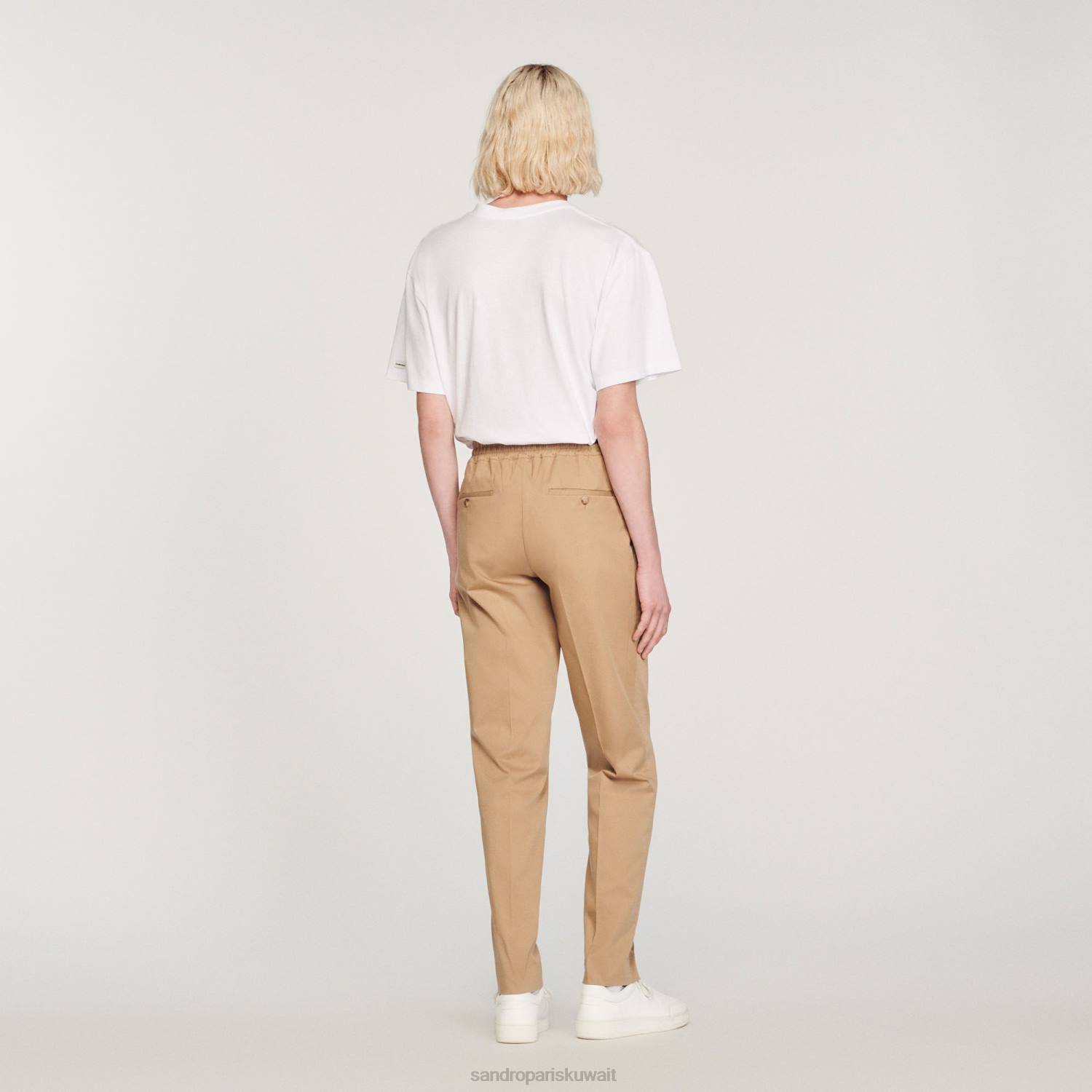 ثياب Sandro Paris بنطال مطاطي بقصة مستقيمة اللون البيج رجال ZJ00761