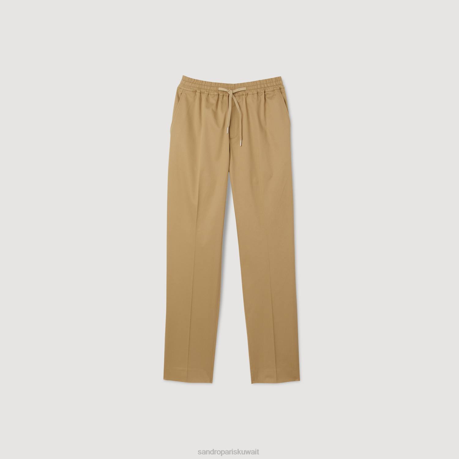 ثياب Sandro Paris بنطال مطاطي بقصة مستقيمة اللون البيج رجال ZJ00761