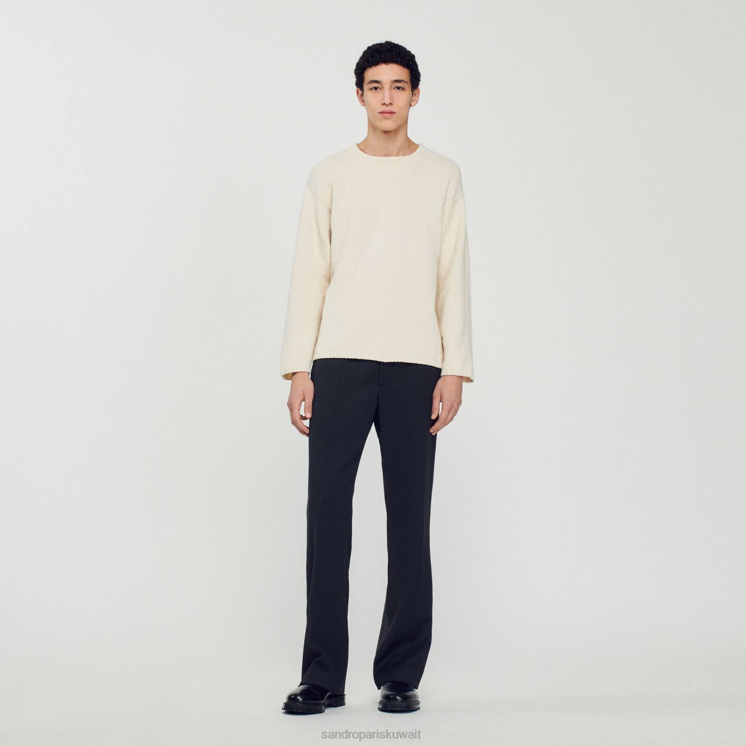 ثياب Sandro Paris سترة متماسكة بيج فاتح رجال ZJ00764