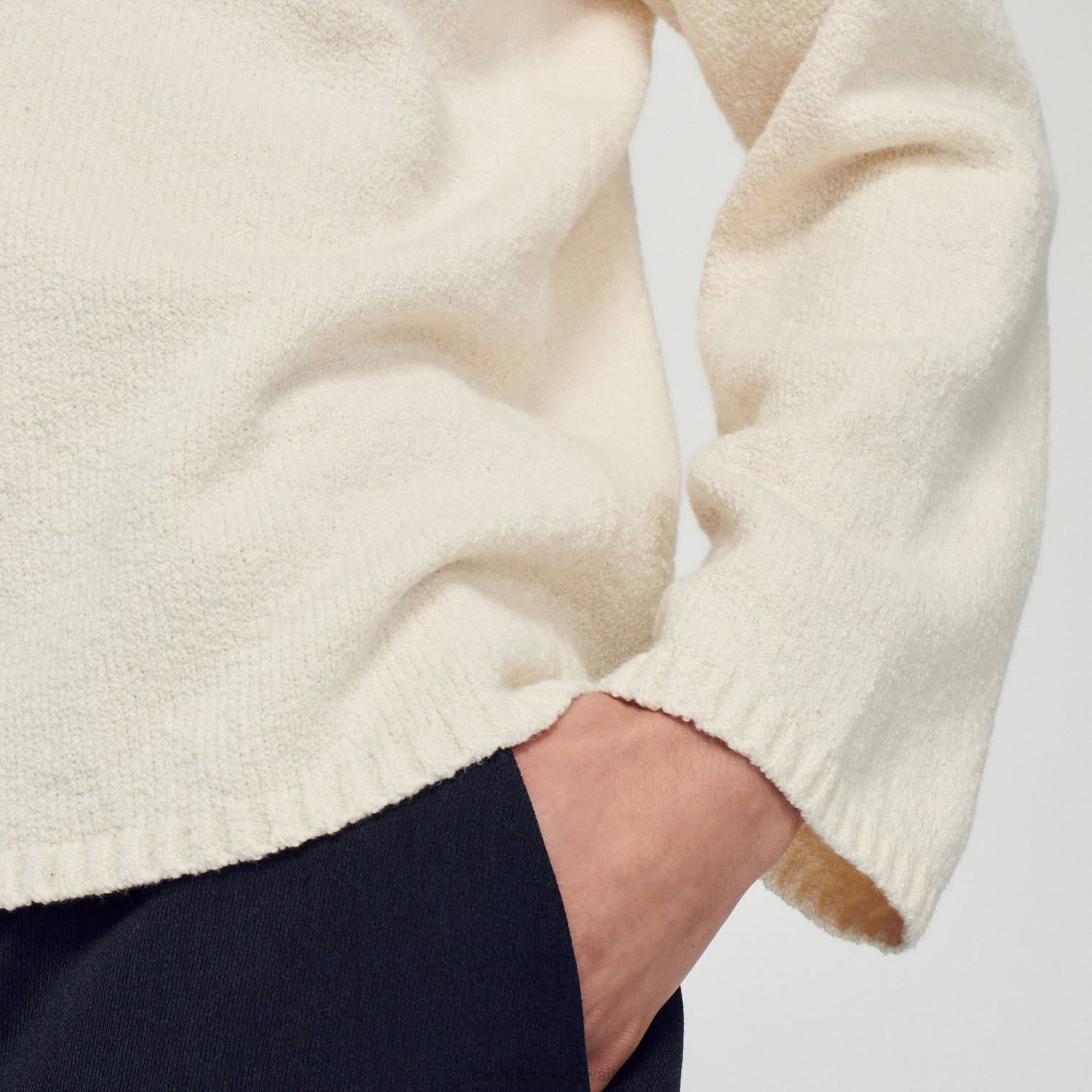 ثياب Sandro Paris سترة متماسكة بيج فاتح رجال ZJ00764