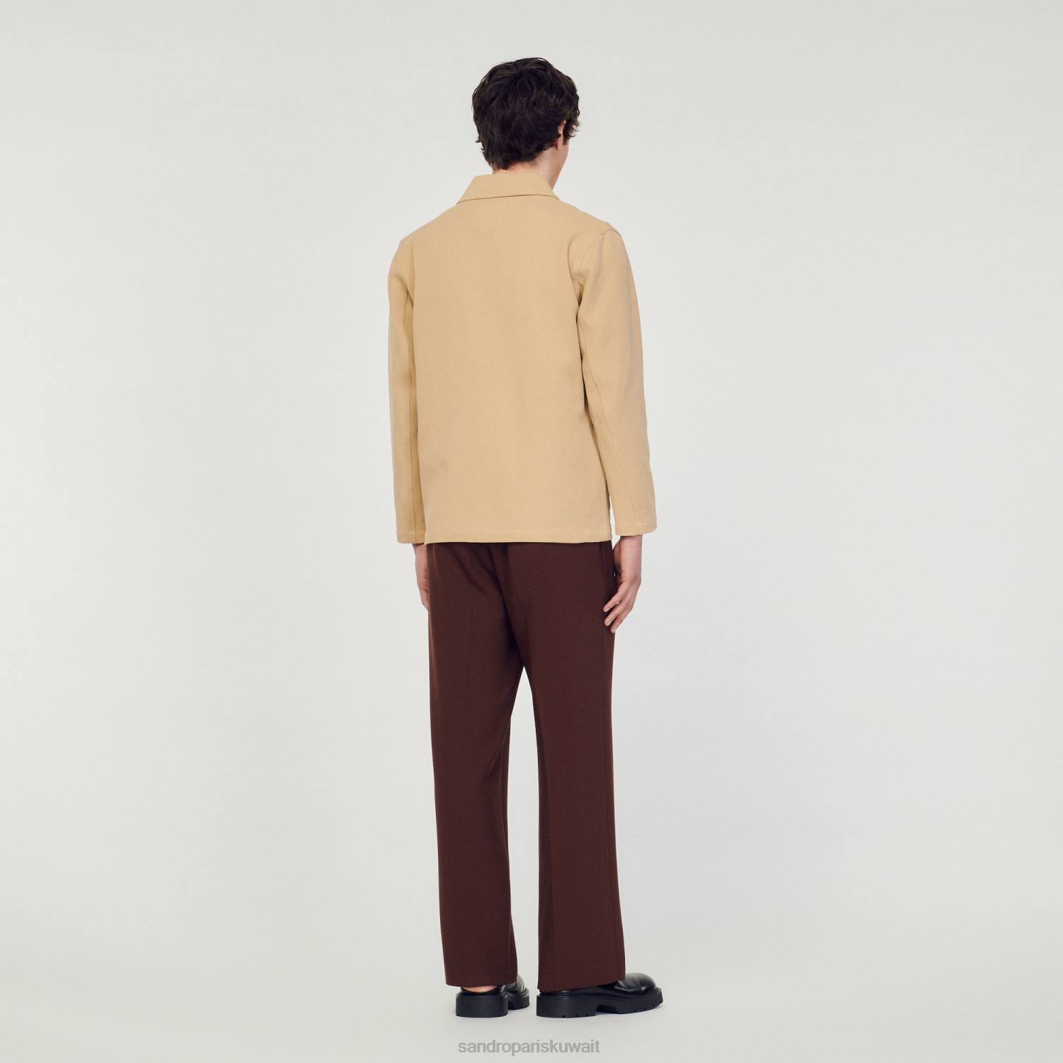 ثياب Sandro Paris سترة العامل اللون البيج رجال ZJ00765