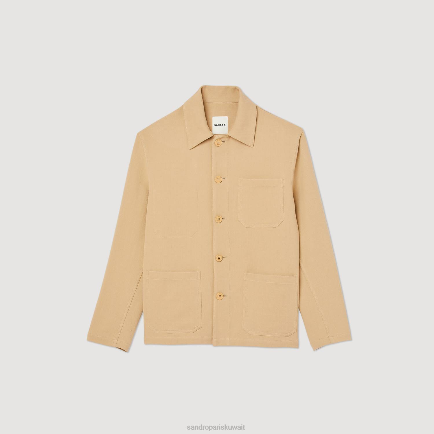 ثياب Sandro Paris سترة العامل اللون البيج رجال ZJ00765