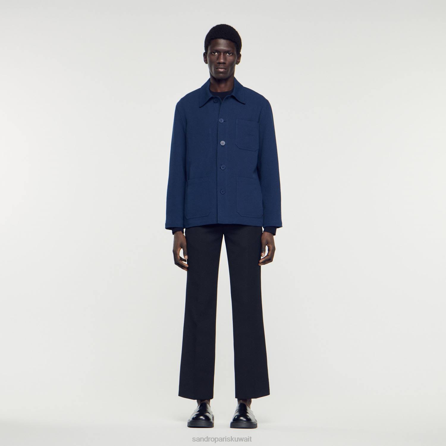 ثياب Sandro Paris سترة العامل الأزرق الداكن رجال ZJ00767