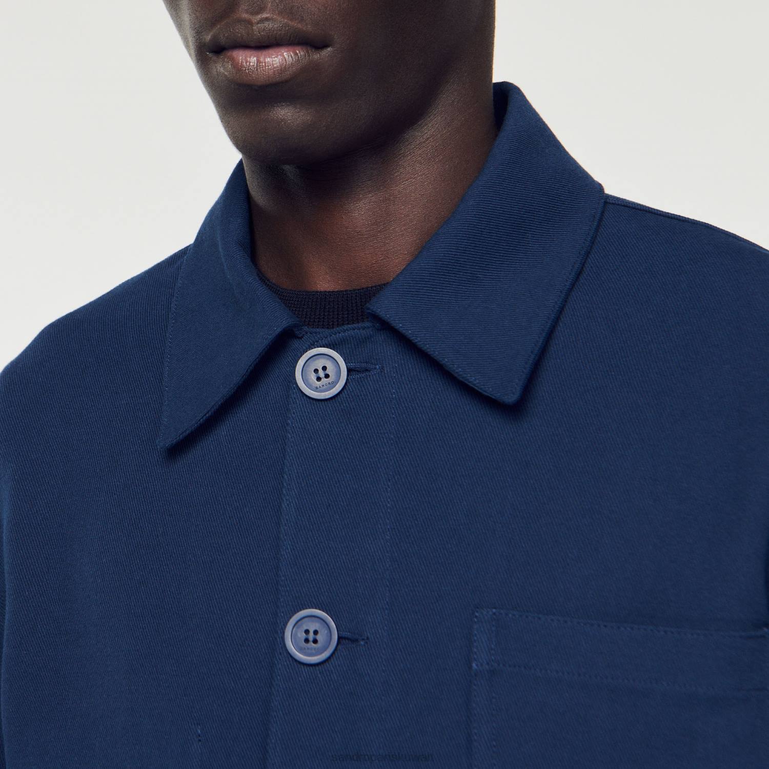 ثياب Sandro Paris سترة العامل الأزرق الداكن رجال ZJ00767