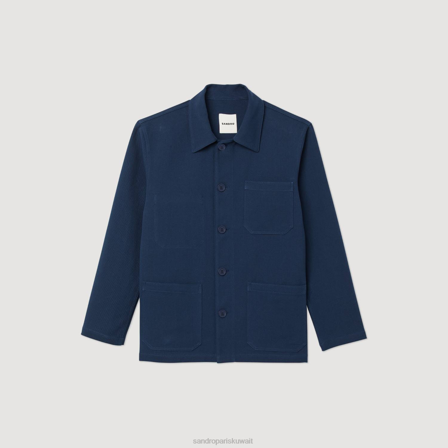 ثياب Sandro Paris سترة العامل الأزرق الداكن رجال ZJ00767