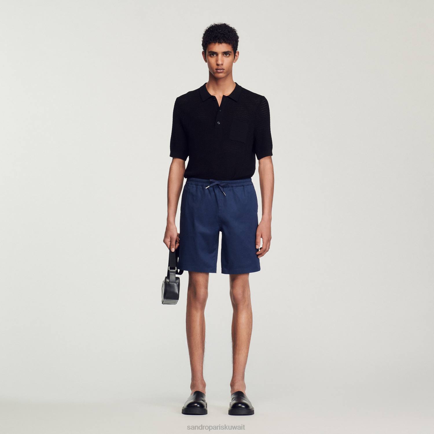 ثياب Sandro Paris السراويل القطنية أزرق رجال ZJ00772