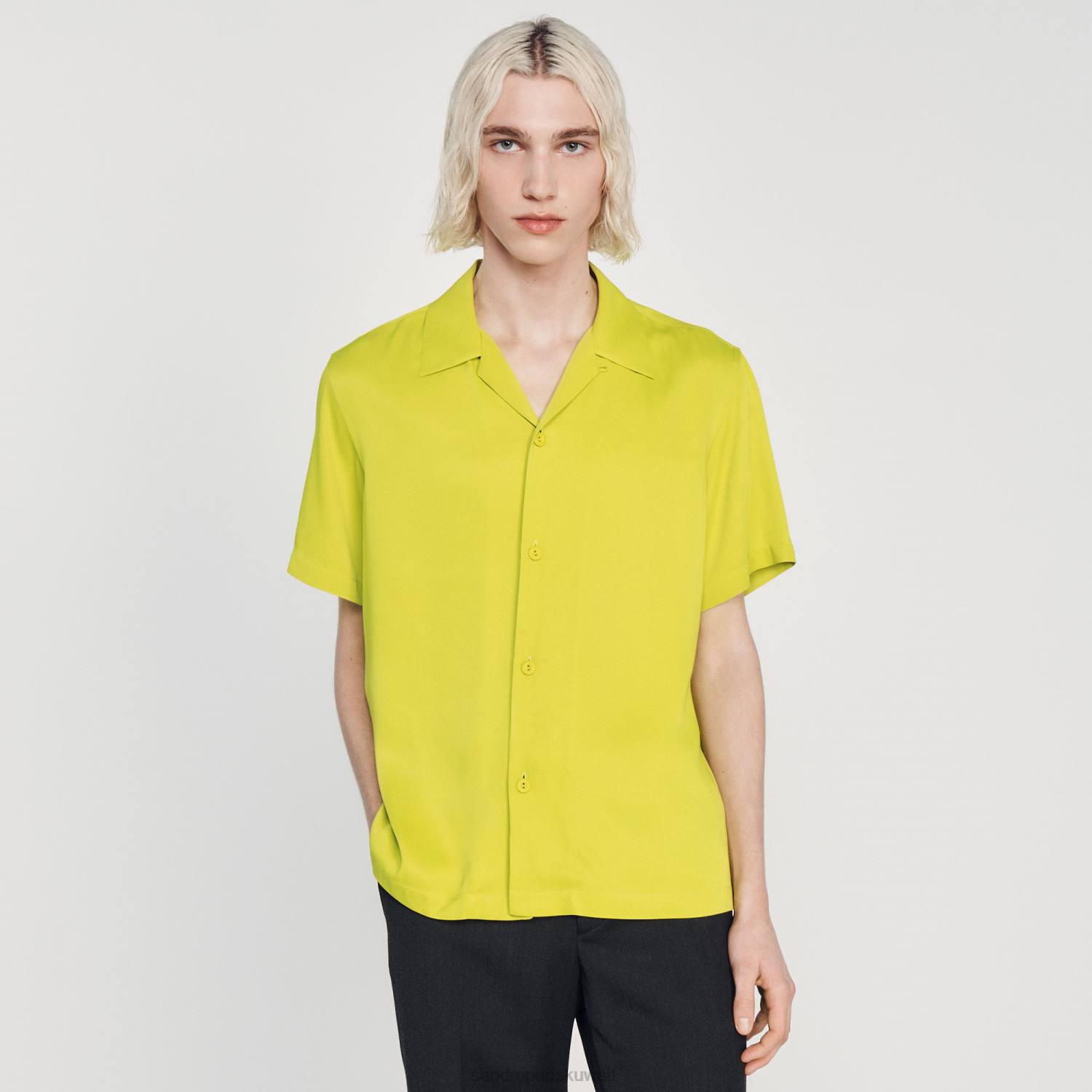 ثياب Sandro Paris قميص بأكمام قصيرة لون واحد رجال ZJ00773