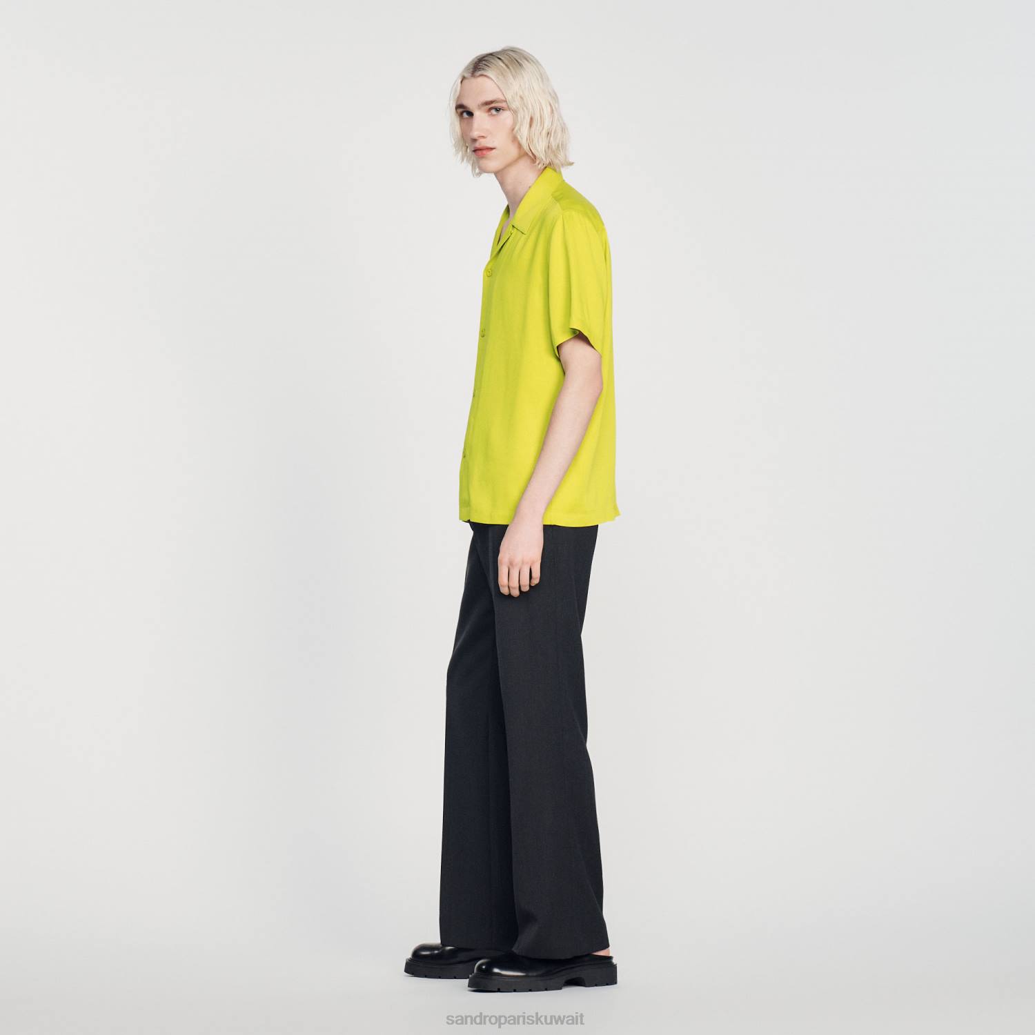 ثياب Sandro Paris قميص بأكمام قصيرة لون واحد رجال ZJ00773