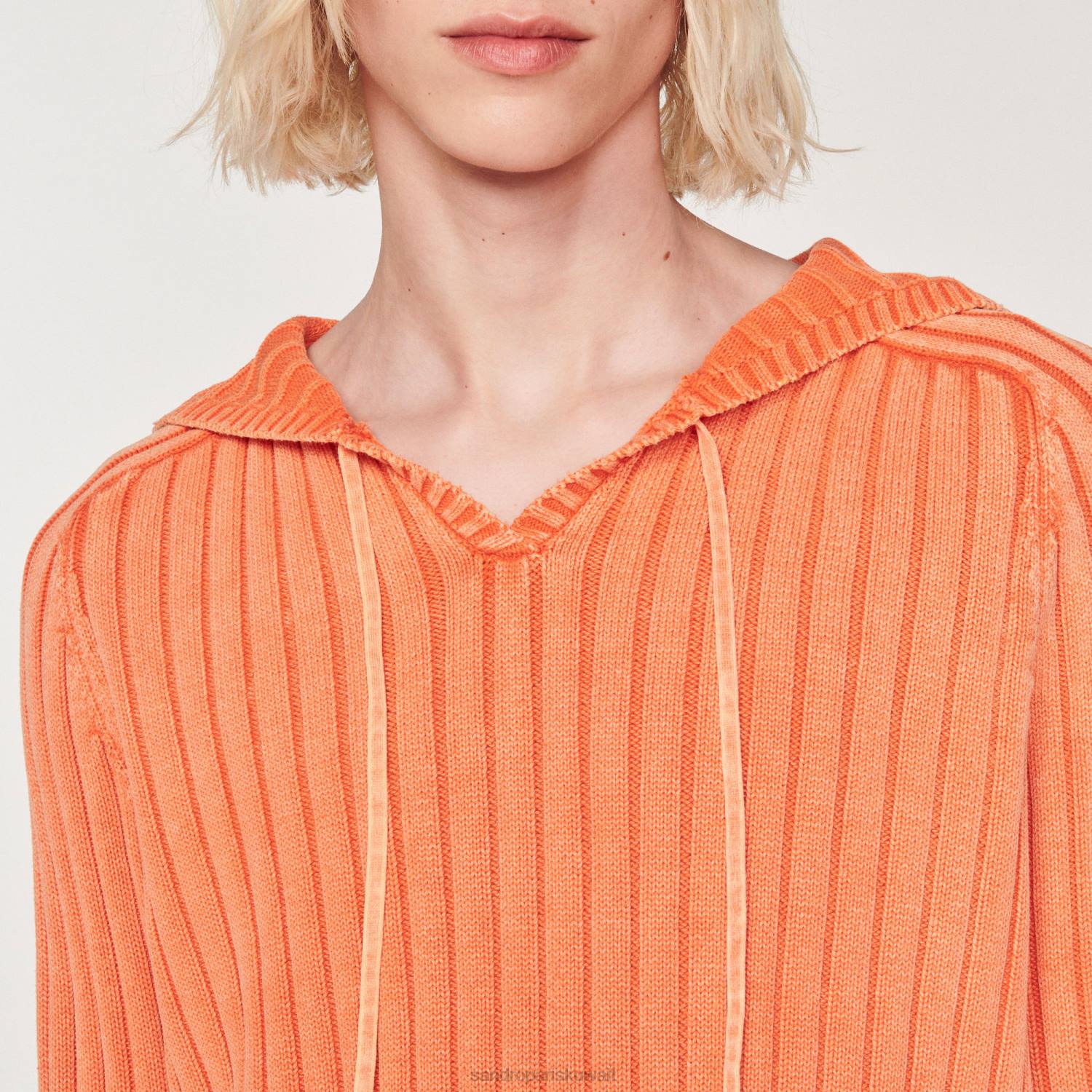 ثياب Sandro Paris هوديي متماسكة باهتة البرتقالي رجال ZJ00775