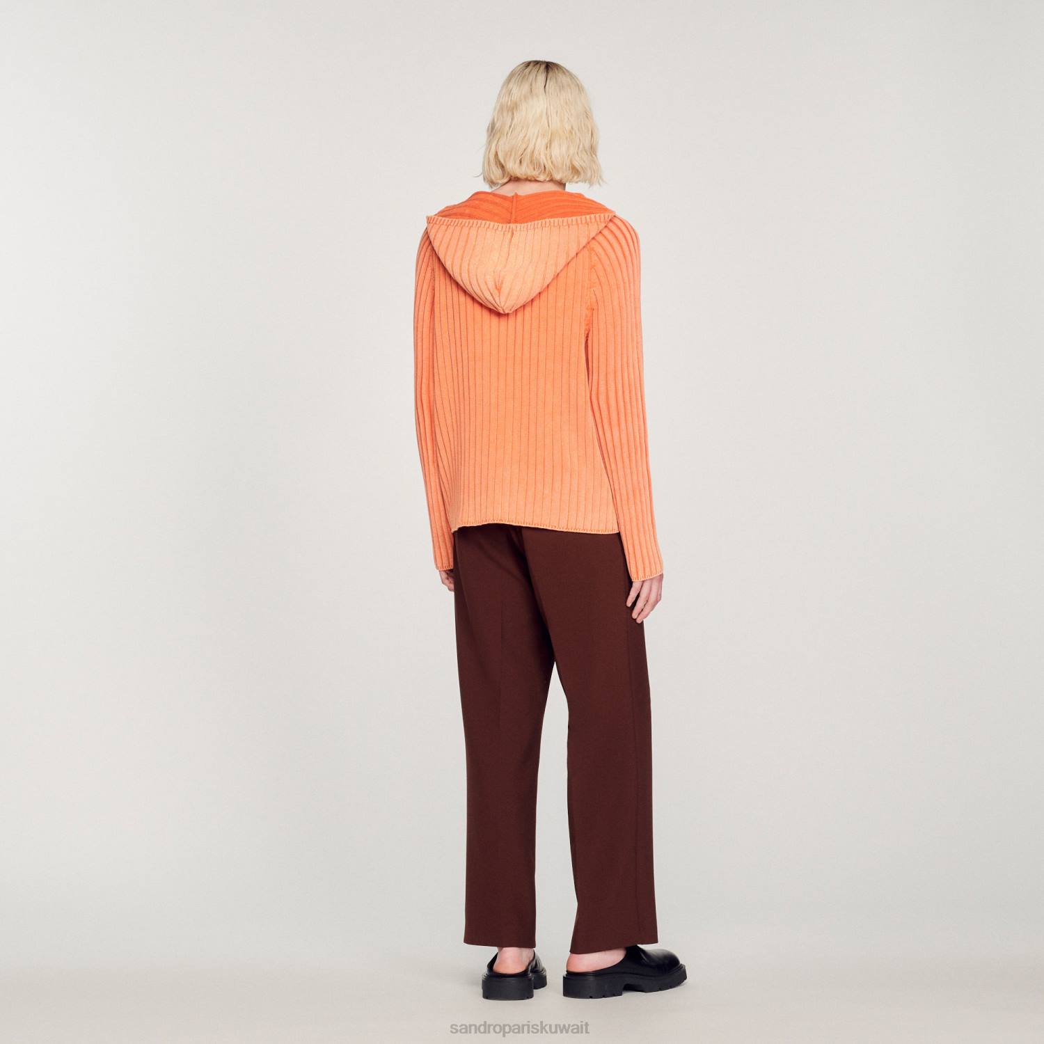 ثياب Sandro Paris هوديي متماسكة باهتة البرتقالي رجال ZJ00775