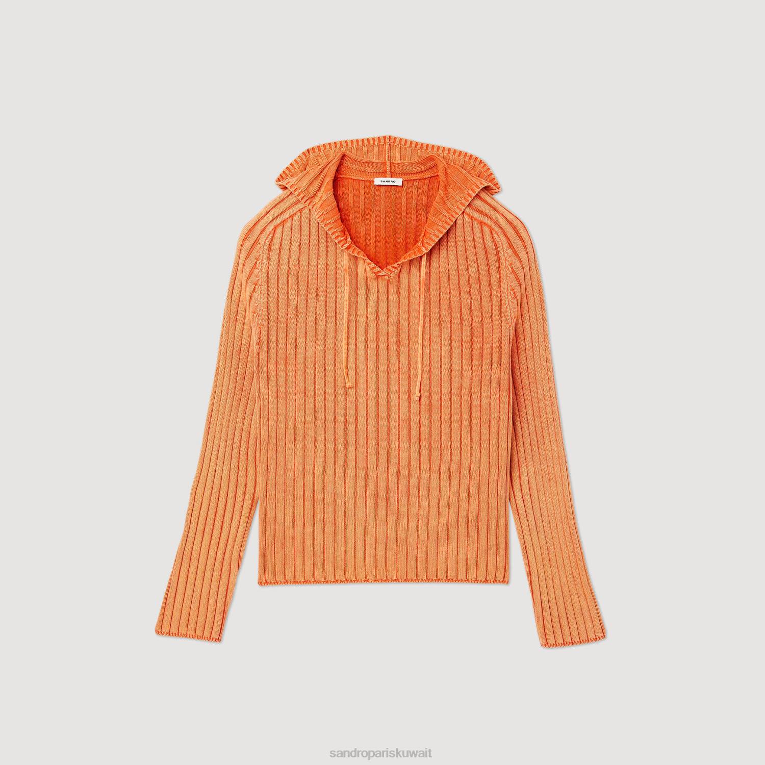 ثياب Sandro Paris هوديي متماسكة باهتة البرتقالي رجال ZJ00775