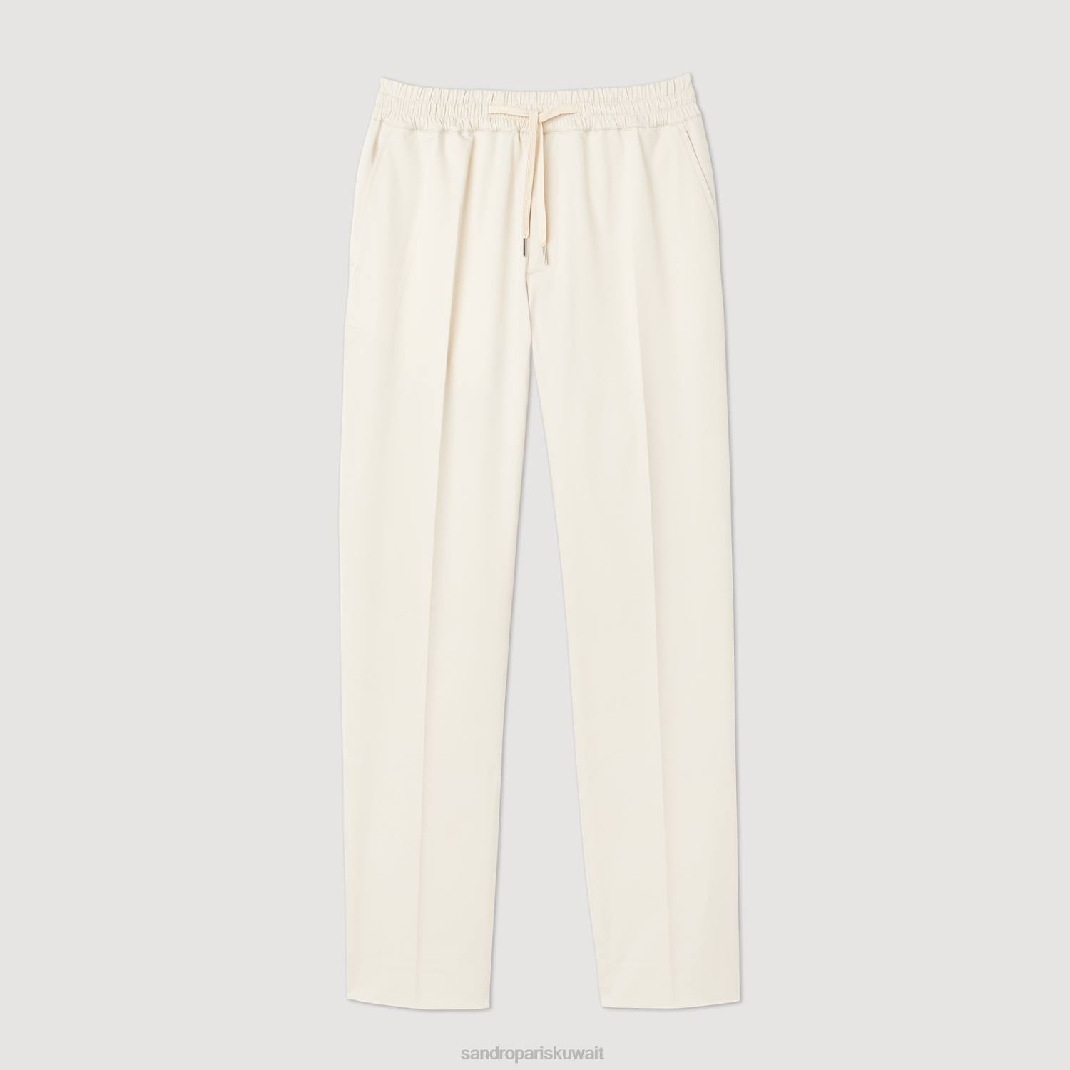 ثياب Sandro Paris بنطال مطاطي بقصة مستقيمة بيج فاتح رجال ZJ00777