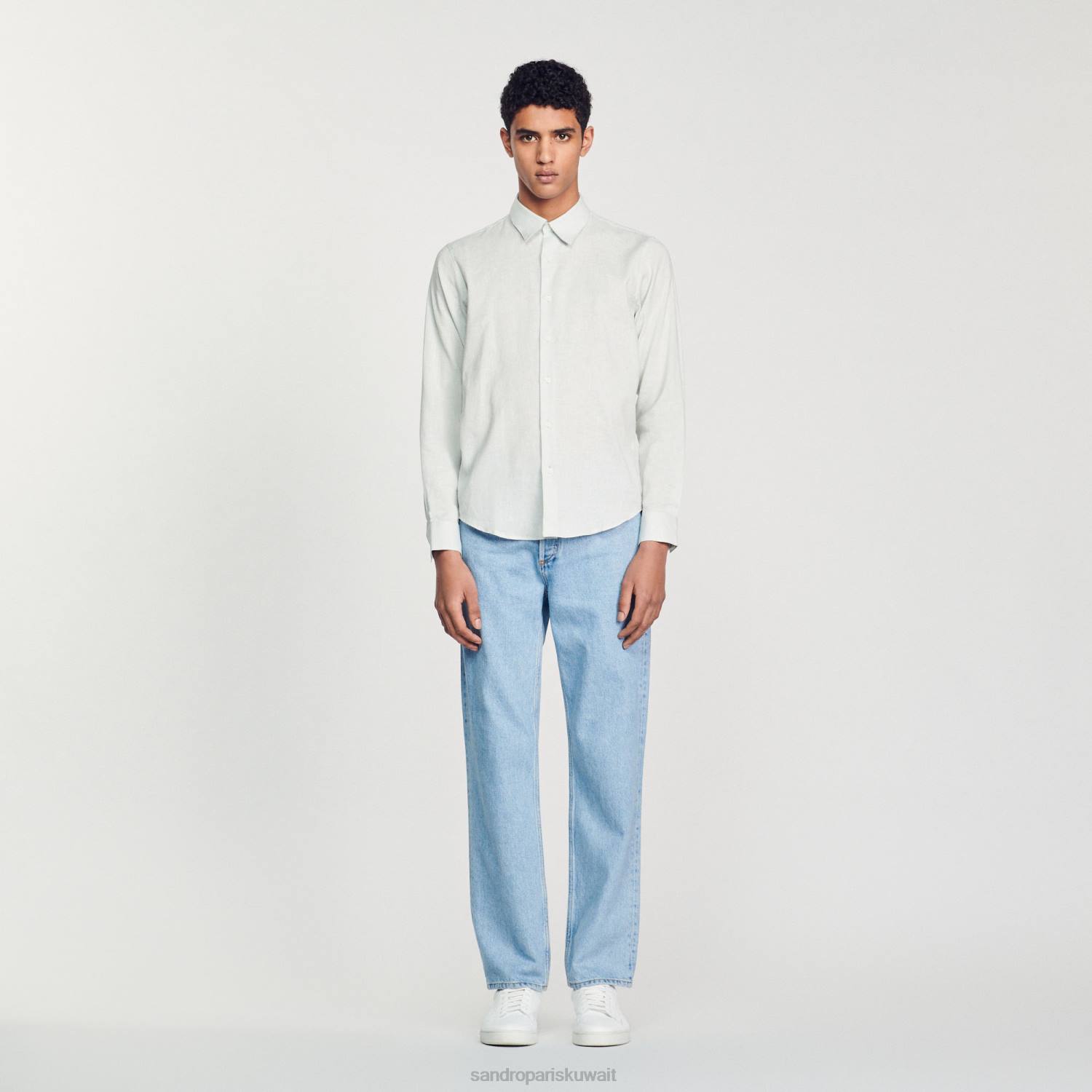 ثياب Sandro Paris قميص كلاسيكي أزرق فاتح رجال ZJ00778