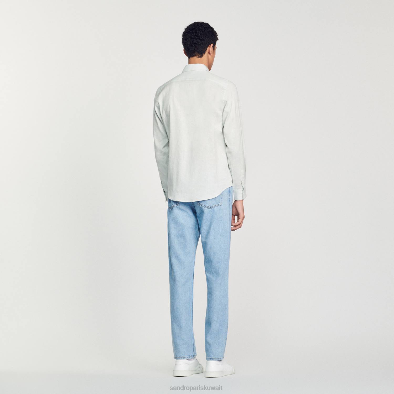ثياب Sandro Paris قميص كلاسيكي أزرق فاتح رجال ZJ00778