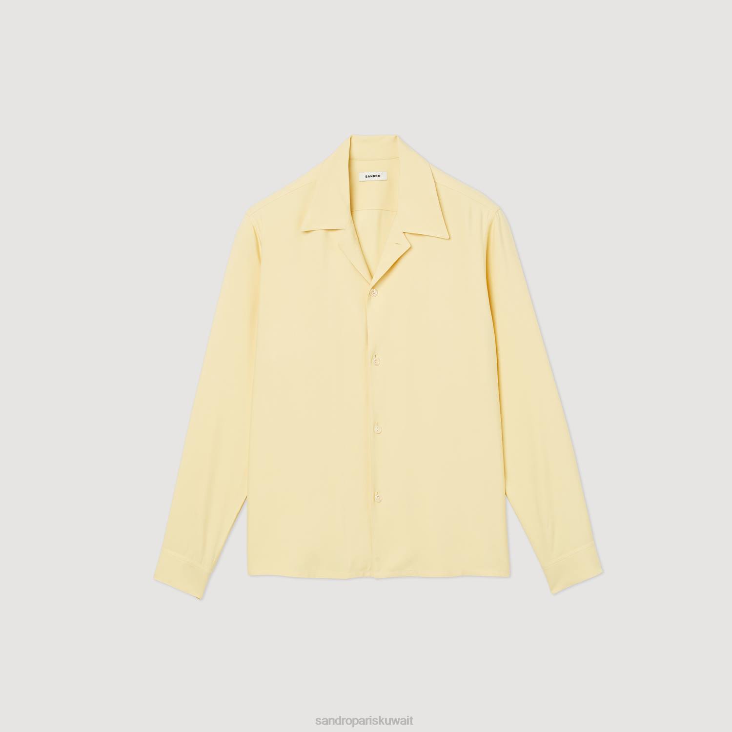 ثياب Sandro Paris قميص عائم مع طوق منتشر لون واحد رجال ZJ00780