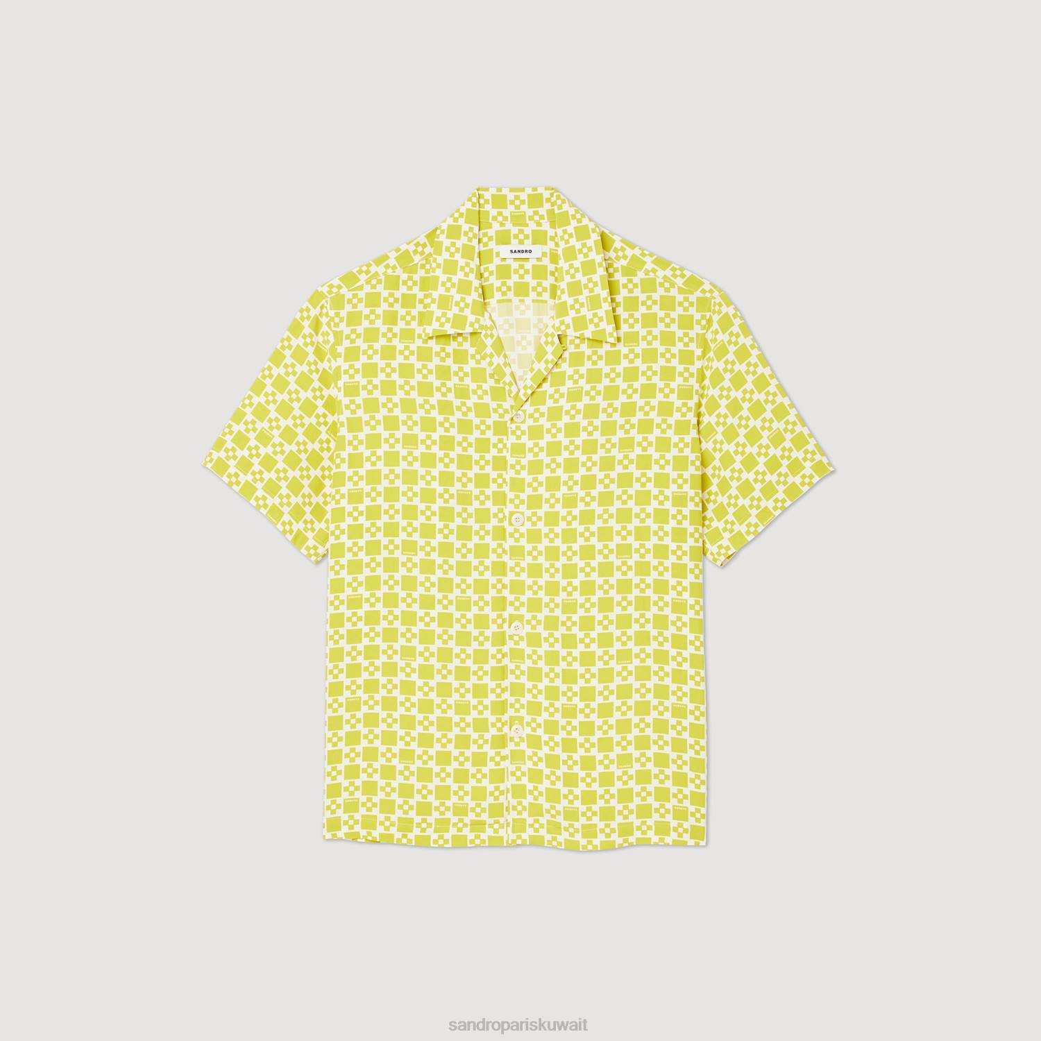 ثياب Sandro Paris قميص متدفق بأكمام قصيرة لون واحد رجال ZJ00781