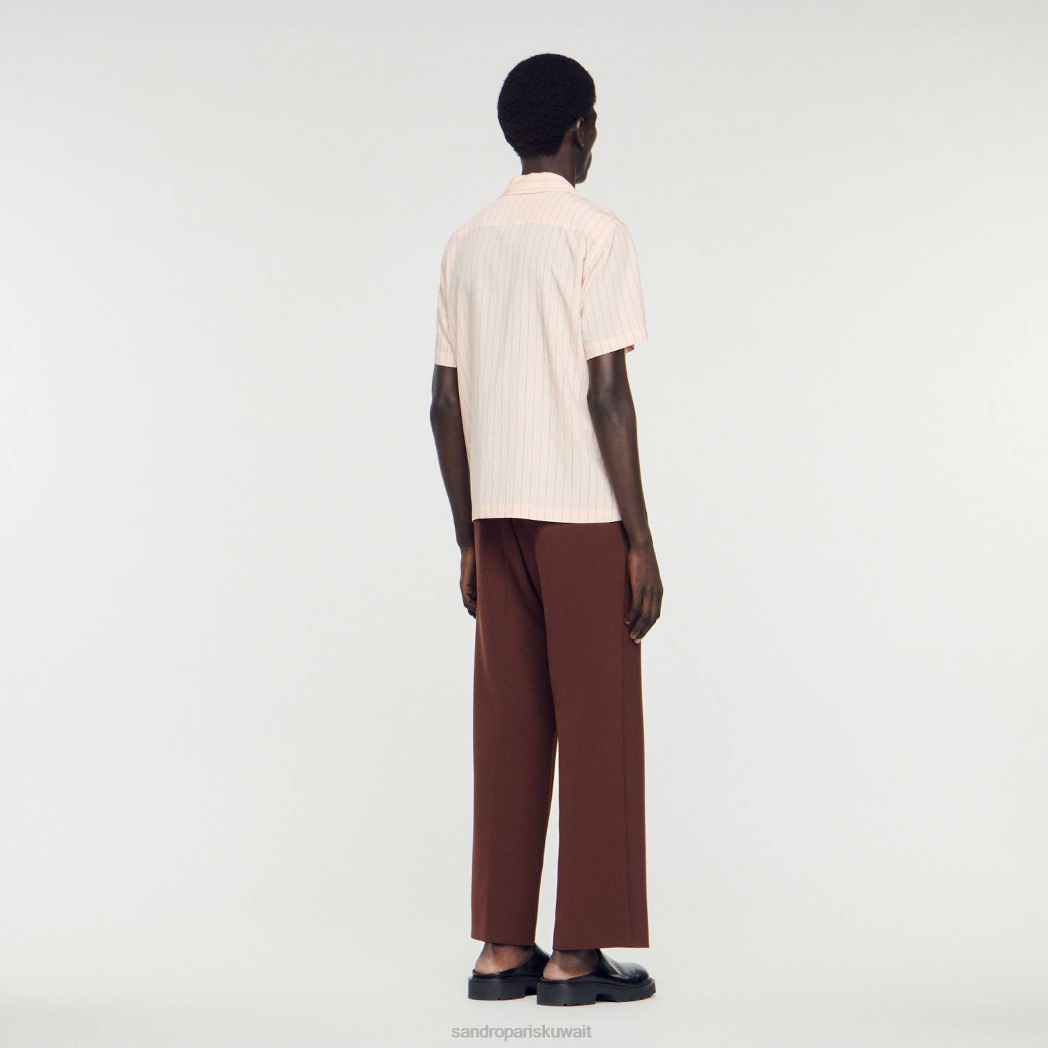 ثياب Sandro Paris قميص بأكمام قصيرة وردي فاتح رجال ZJ00783