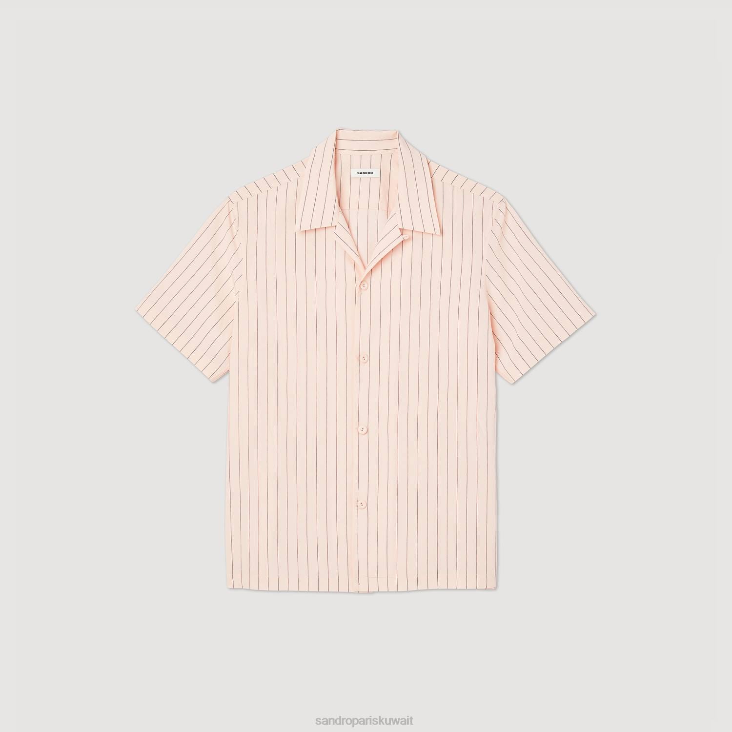ثياب Sandro Paris قميص بأكمام قصيرة وردي فاتح رجال ZJ00783