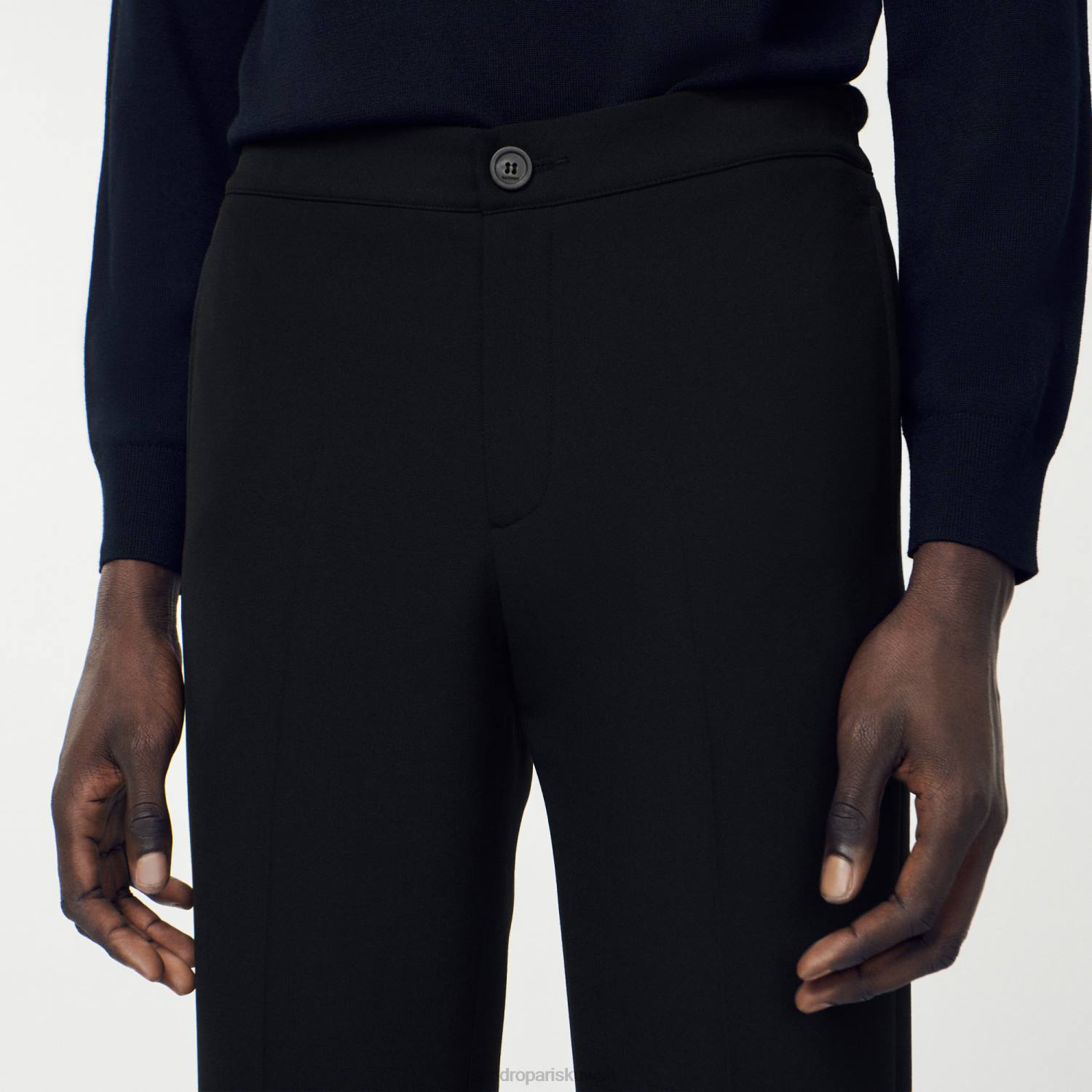 ثياب Sandro Paris السراويل جيرسي أسود رجال ZJ00786