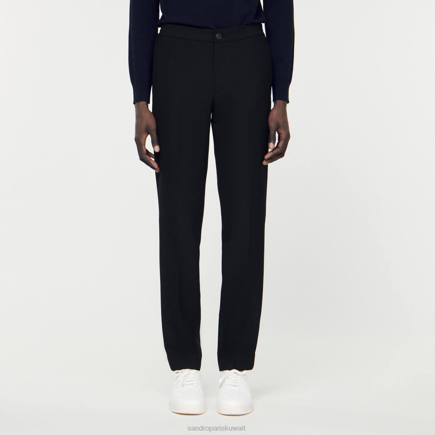 ثياب Sandro Paris السراويل جيرسي أسود رجال ZJ00786