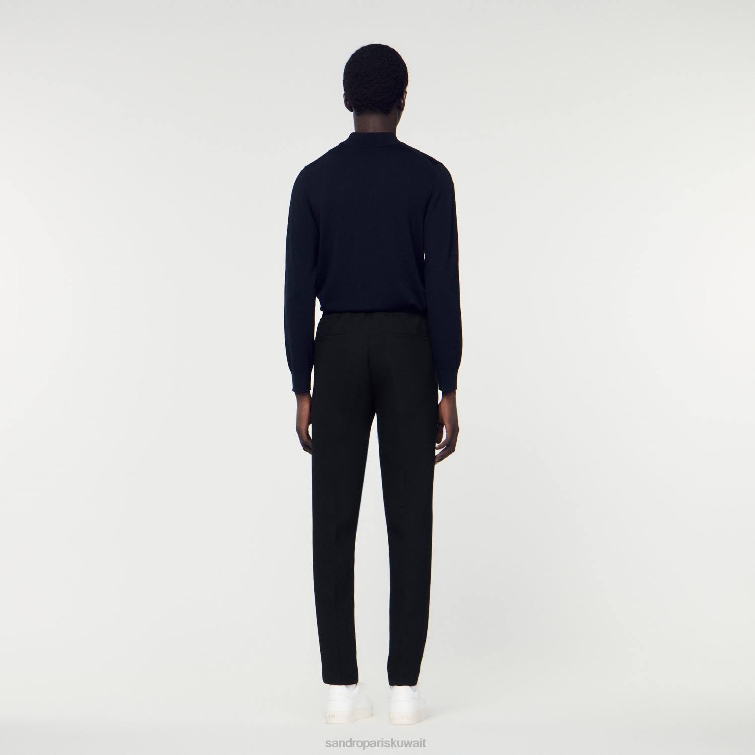 ثياب Sandro Paris السراويل جيرسي أسود رجال ZJ00786