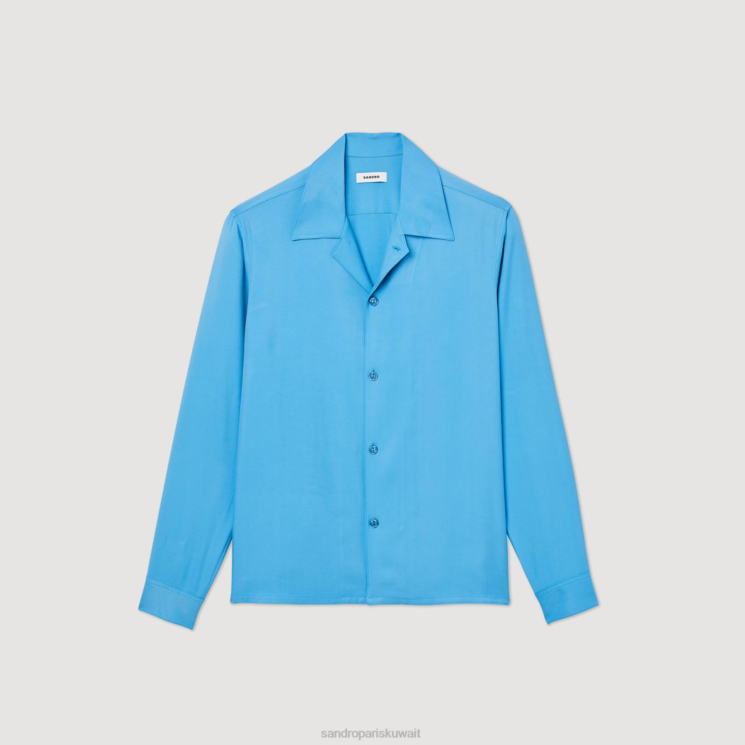 ثياب Sandro Paris قميص عائم مع طوق منتشر لون واحد رجال ZJ00787