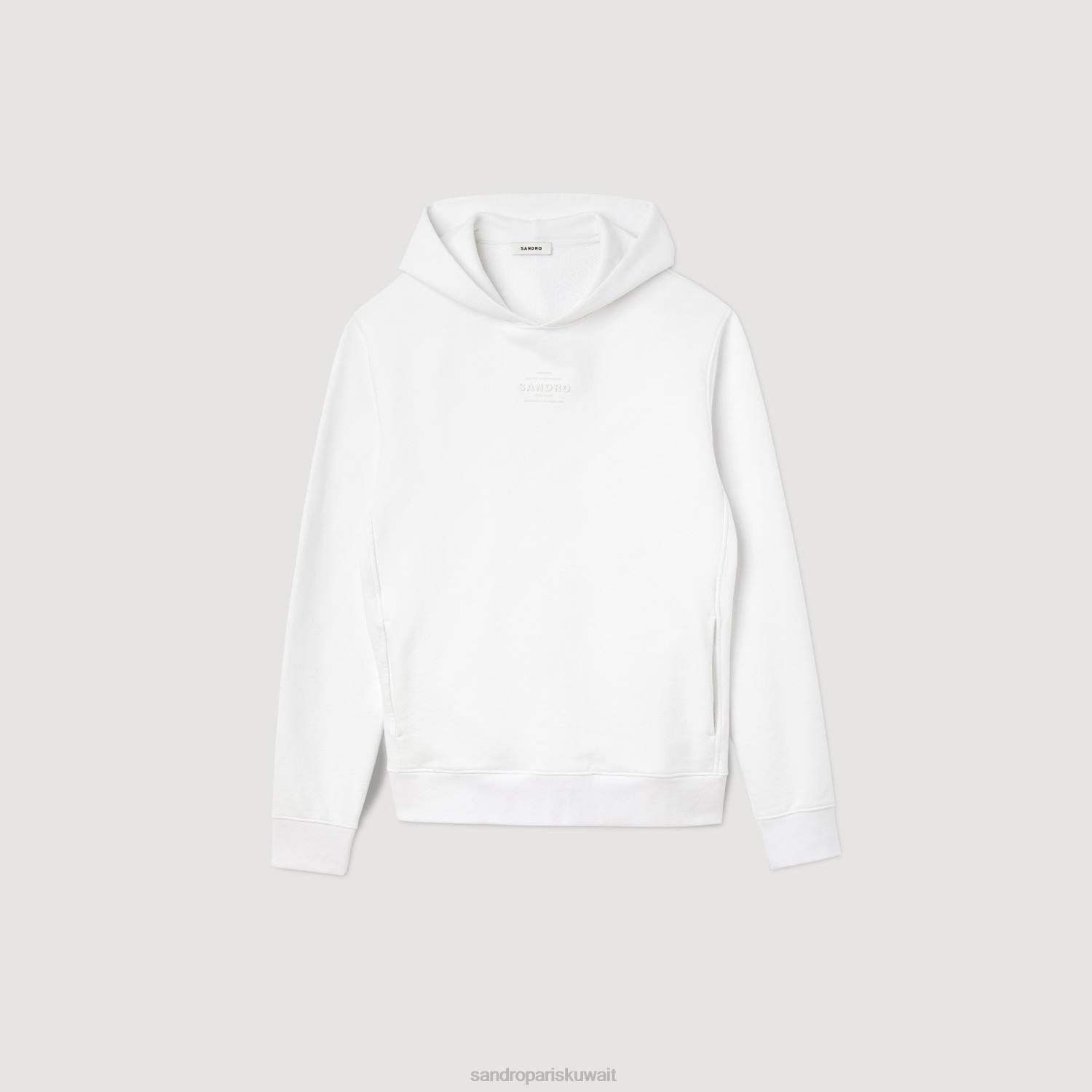 ثياب Sandro Paris سترة مقنعين مع شعار المطاط أبيض رجال ZJ00788