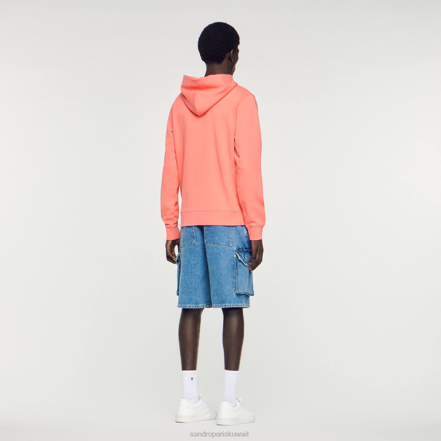 ثياب Sandro Paris سترة مقنعين مع شعار المطاط لون واحد رجال ZJ00790