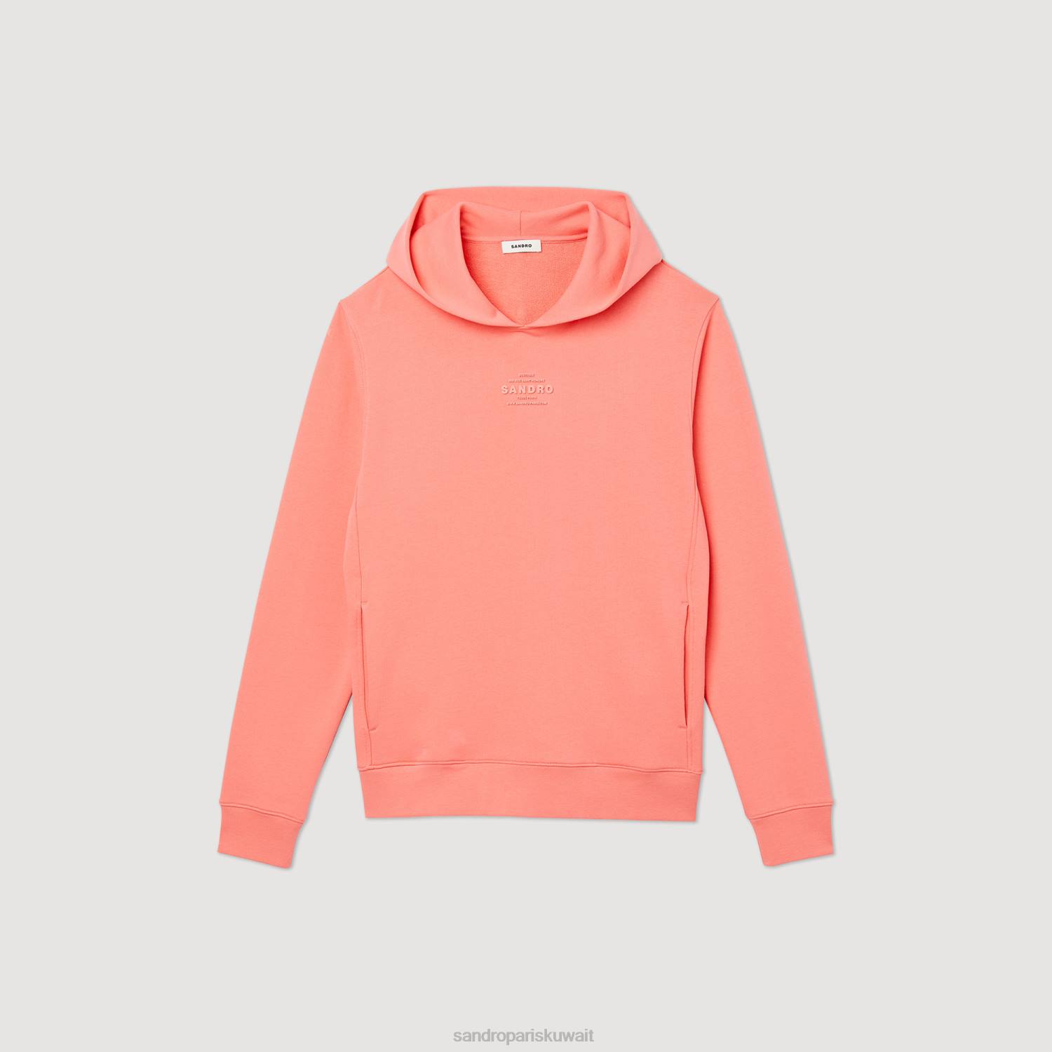 ثياب Sandro Paris سترة مقنعين مع شعار المطاط لون واحد رجال ZJ00790