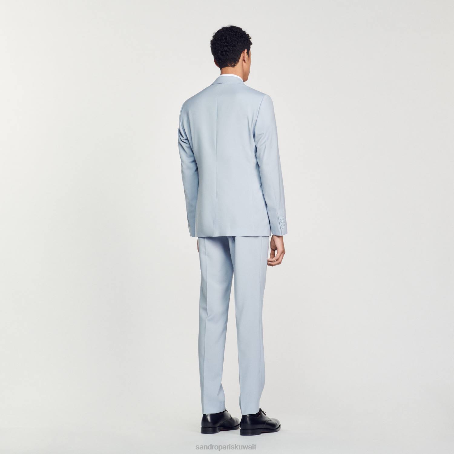 ثياب Sandro Paris سترة بدلة من الصوف البكر أزرق فاتح رجال ZJ00795