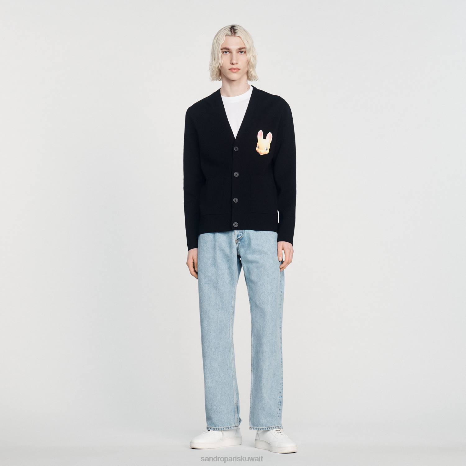 ثياب Sandro Paris سترة الأرنب أسود رجال ZJ00797