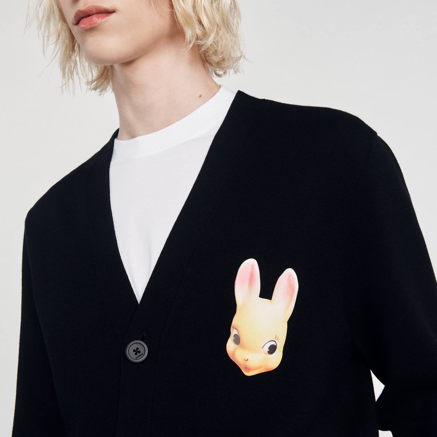 ثياب Sandro Paris سترة الأرنب أسود رجال ZJ00797