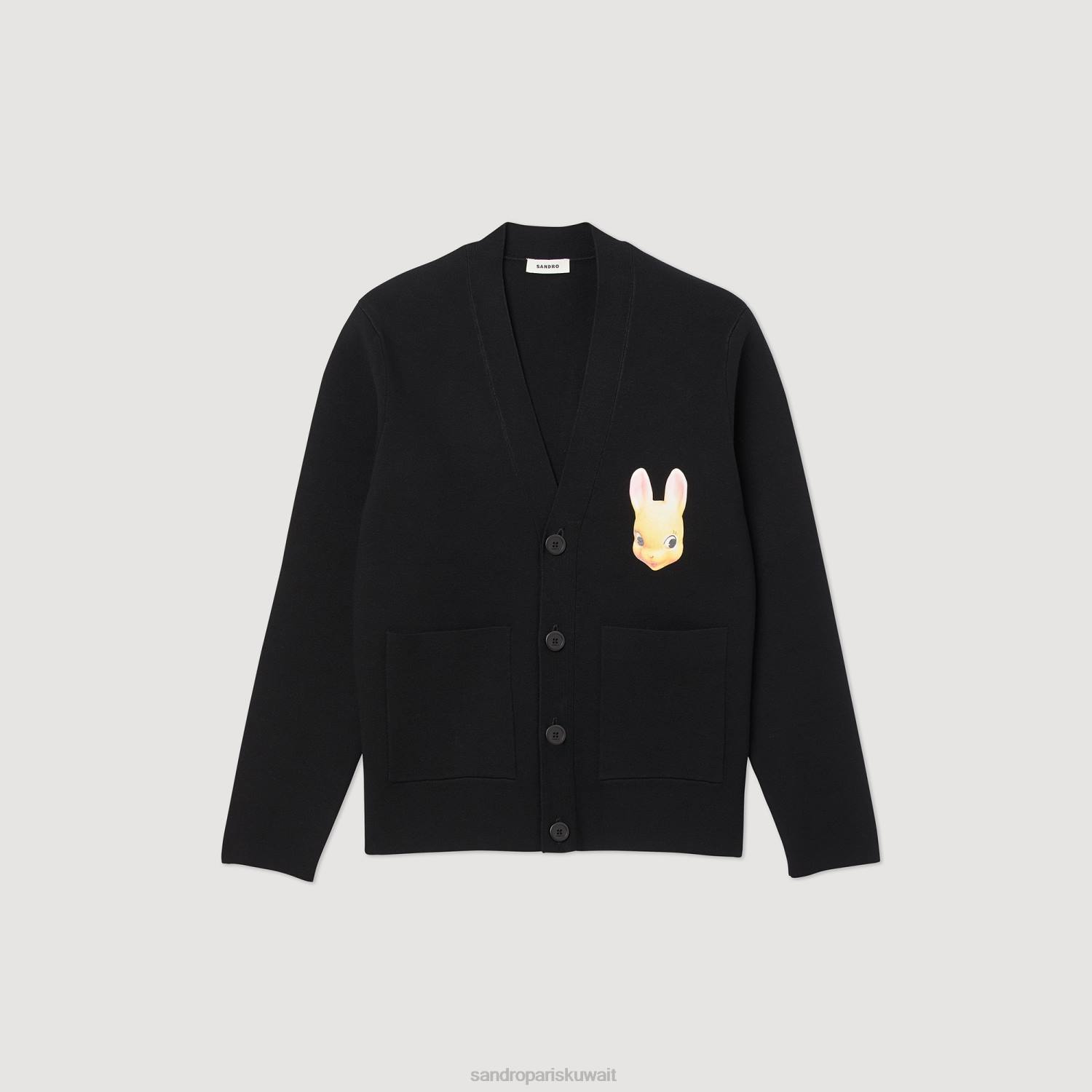 ثياب Sandro Paris سترة الأرنب أسود رجال ZJ00797