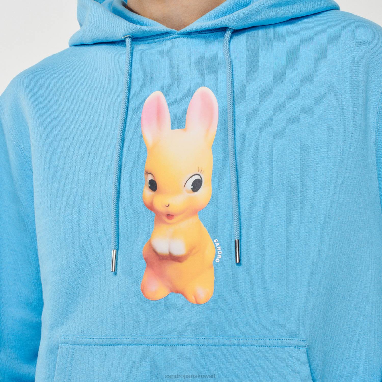 ثياب Sandro Paris هوديي بطبعة أرنب أزرق فاتح رجال ZJ00800