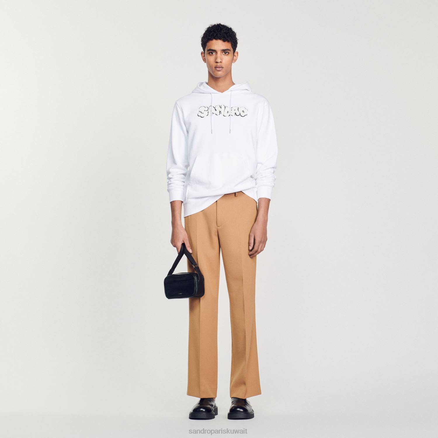 ثياب Sandro Paris هوديي مطرزة أبيض رجال ZJ00801