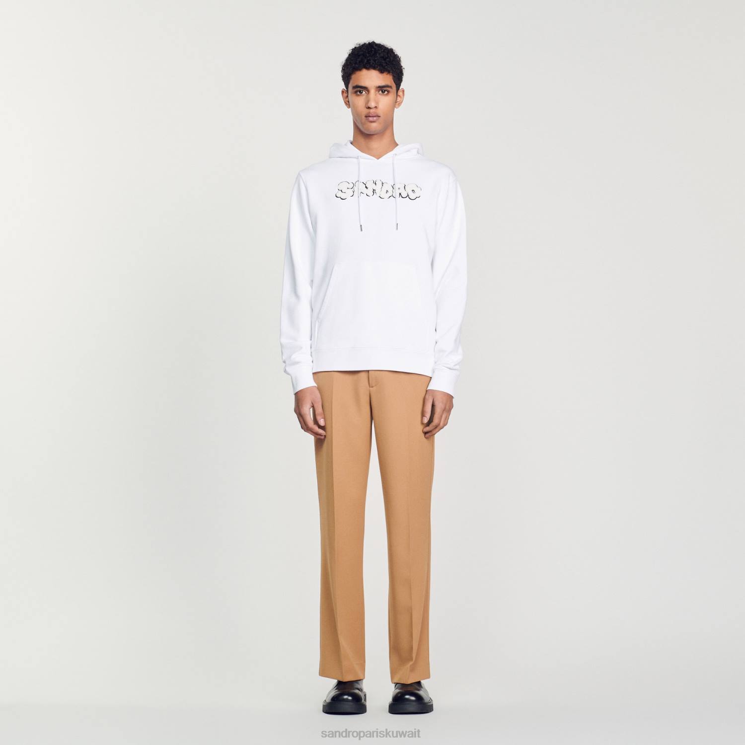 ثياب Sandro Paris هوديي مطرزة أبيض رجال ZJ00801