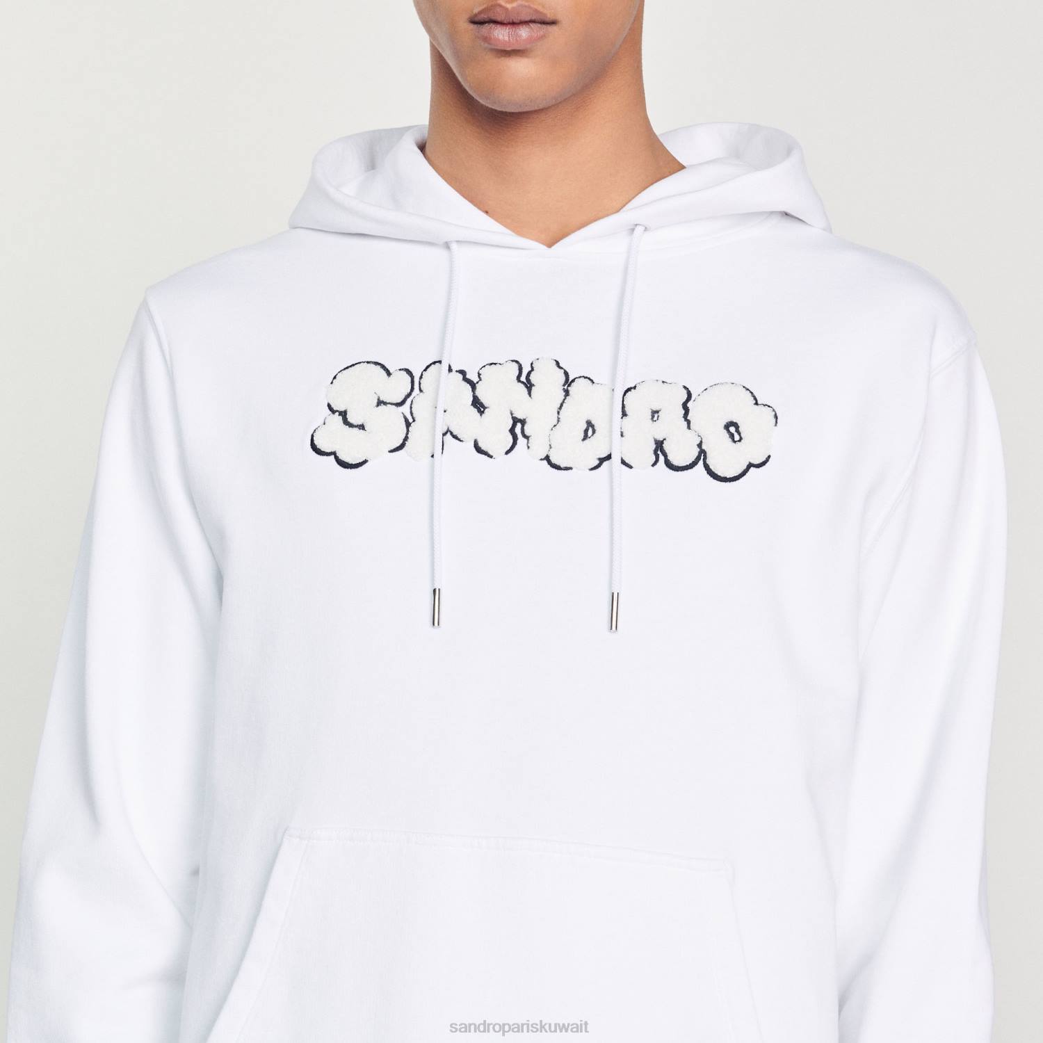 ثياب Sandro Paris هوديي مطرزة أبيض رجال ZJ00801