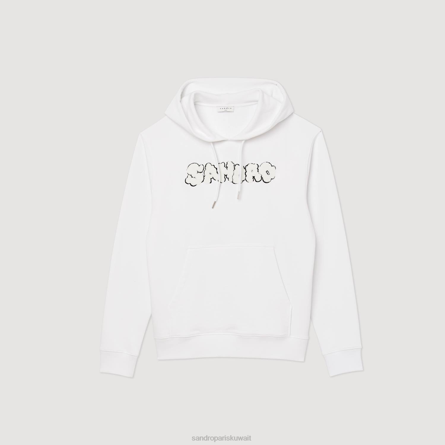ثياب Sandro Paris هوديي مطرزة أبيض رجال ZJ00801