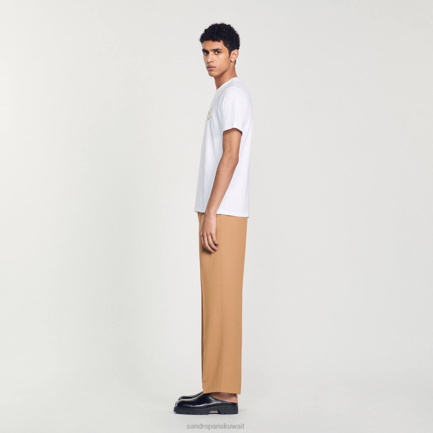 ثياب Sandro Paris تي شيرت التطريز أبيض رجال ZJ00803