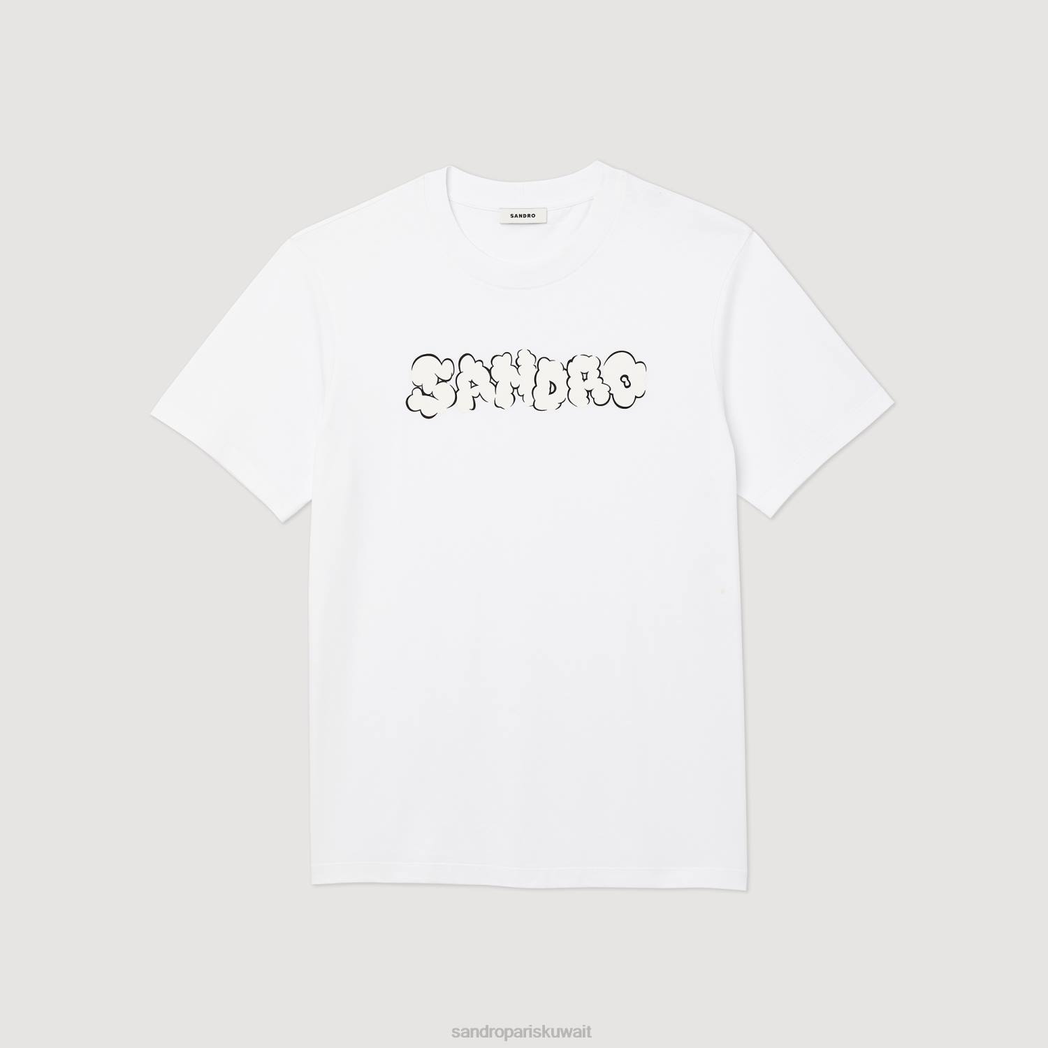 ثياب Sandro Paris تي شيرت التطريز أبيض رجال ZJ00803