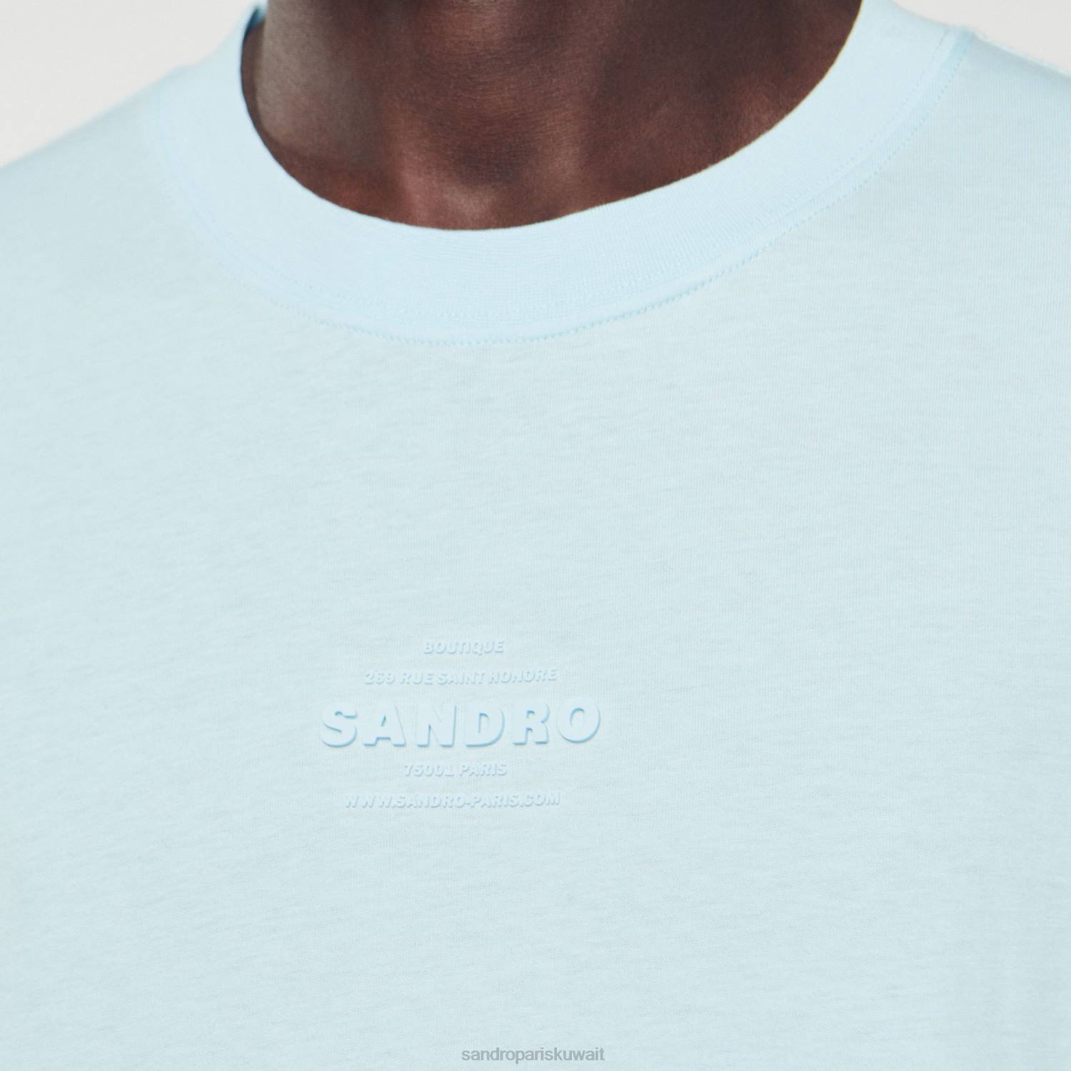 ثياب Sandro Paris تي شيرت بشعار مطاطي لون واحد رجال ZJ00804