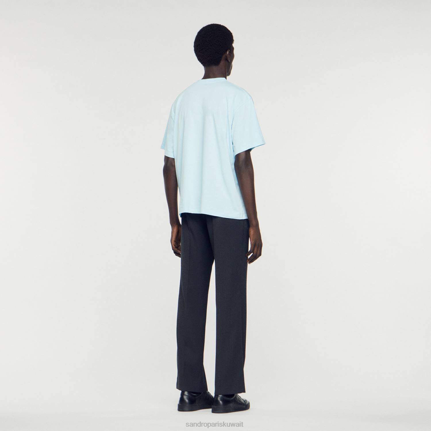ثياب Sandro Paris تي شيرت بشعار مطاطي لون واحد رجال ZJ00804