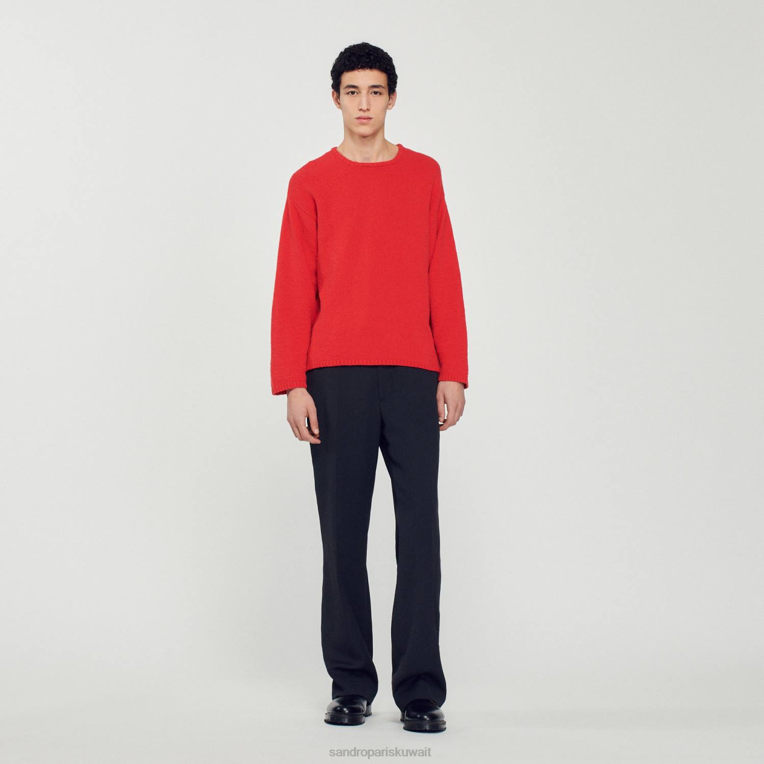 ثياب Sandro Paris سترة متماسكة أحمر رجال ZJ00813